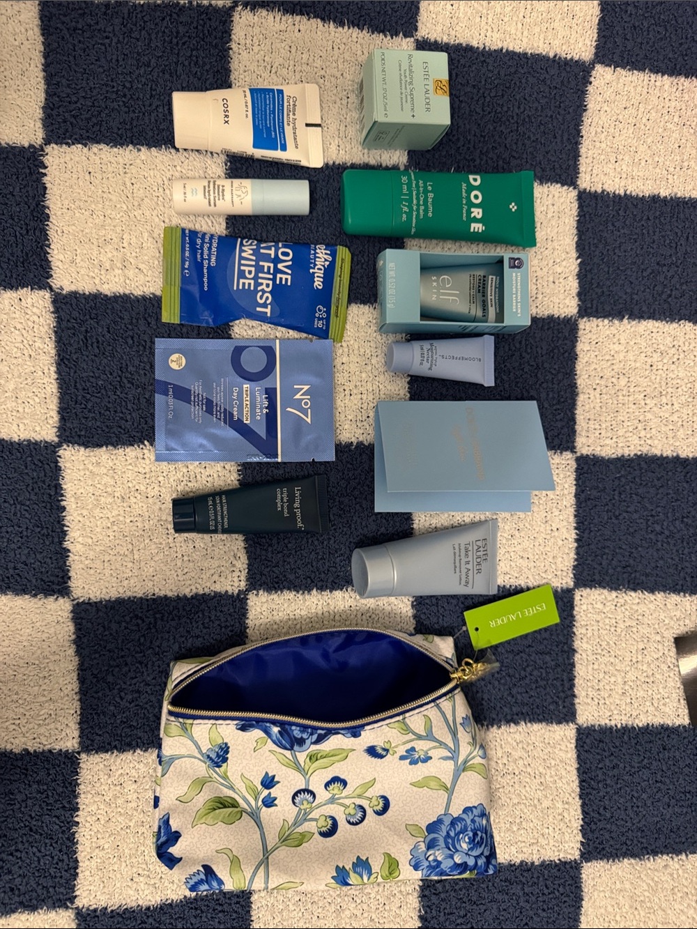 11 Piece Blue & Green Beauty Bag